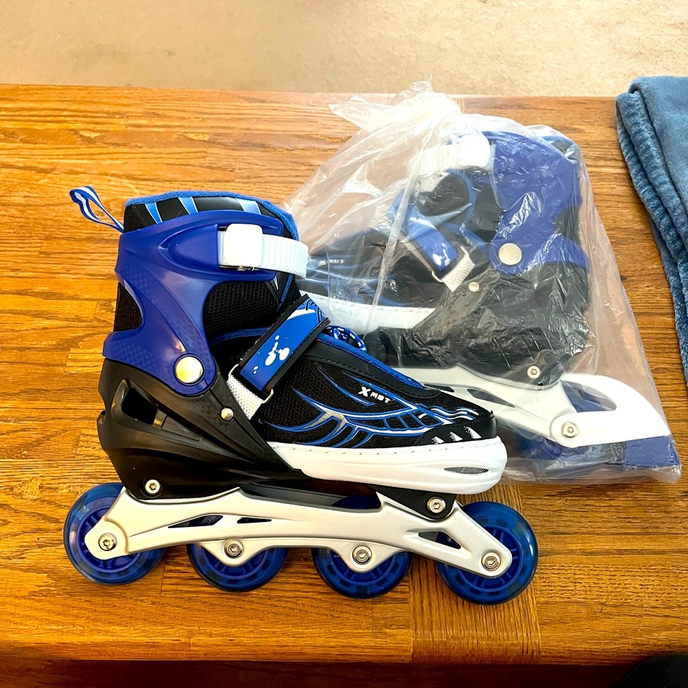 ANCHEER Adjustable Blue Light Up Inline Skates
